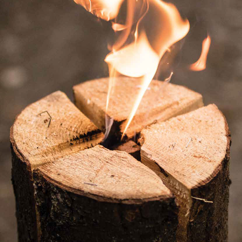 Hardwood Swedish Torch is easily lit using supplied firelighter